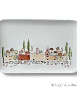 Rechthoekige serveerschaal Jeruzalem – 30x20 cm – accenten in echt goud