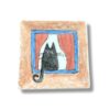 Porseleinen mini bordje kat – 7 × 7 cm – handbeschilderd 9