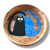 Rond dienblad met kattenduo, mango hout