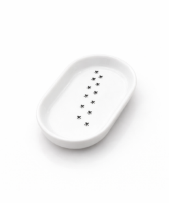 Kleine porseleinen serveerschaal met zeefdruk kattenillustratie